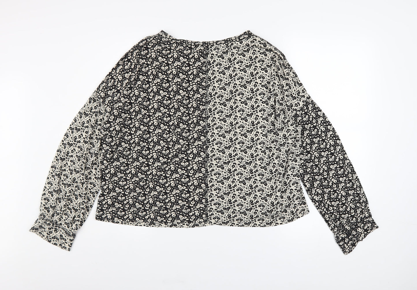 Next Women’s Black Floral Long Sleeve Blouse Size 10 Viscose Mix