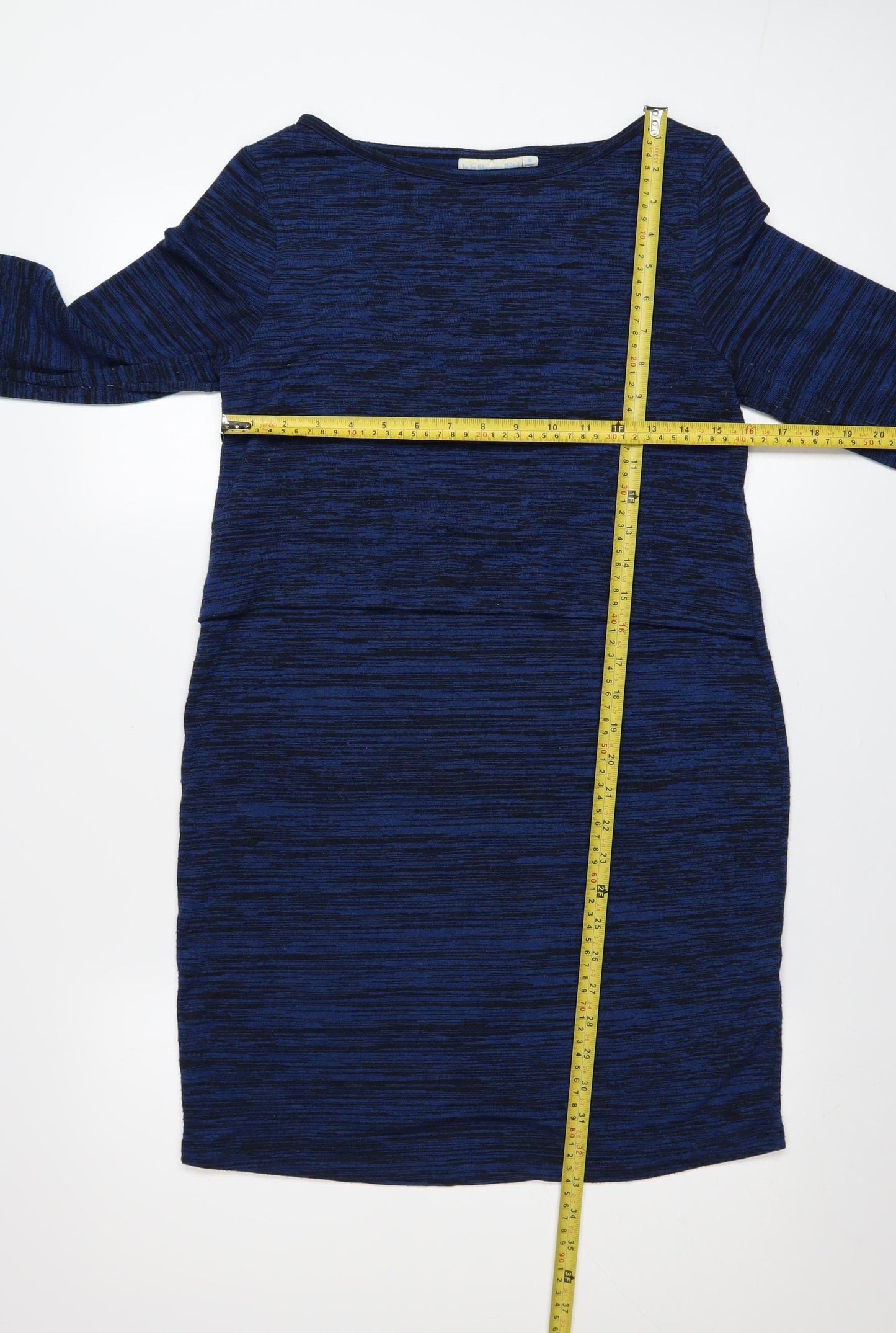 JoJo Maman Bébé Women's Blue Knit Shift Dress Size M Long Sleeve