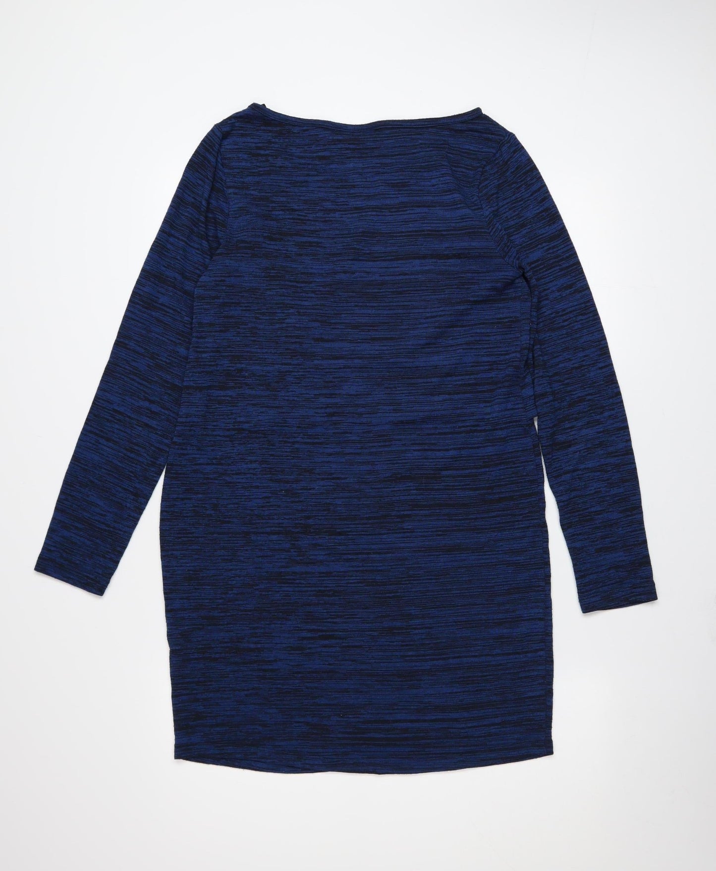 JoJo Maman Bébé Women's Blue Knit Shift Dress Size M Long Sleeve