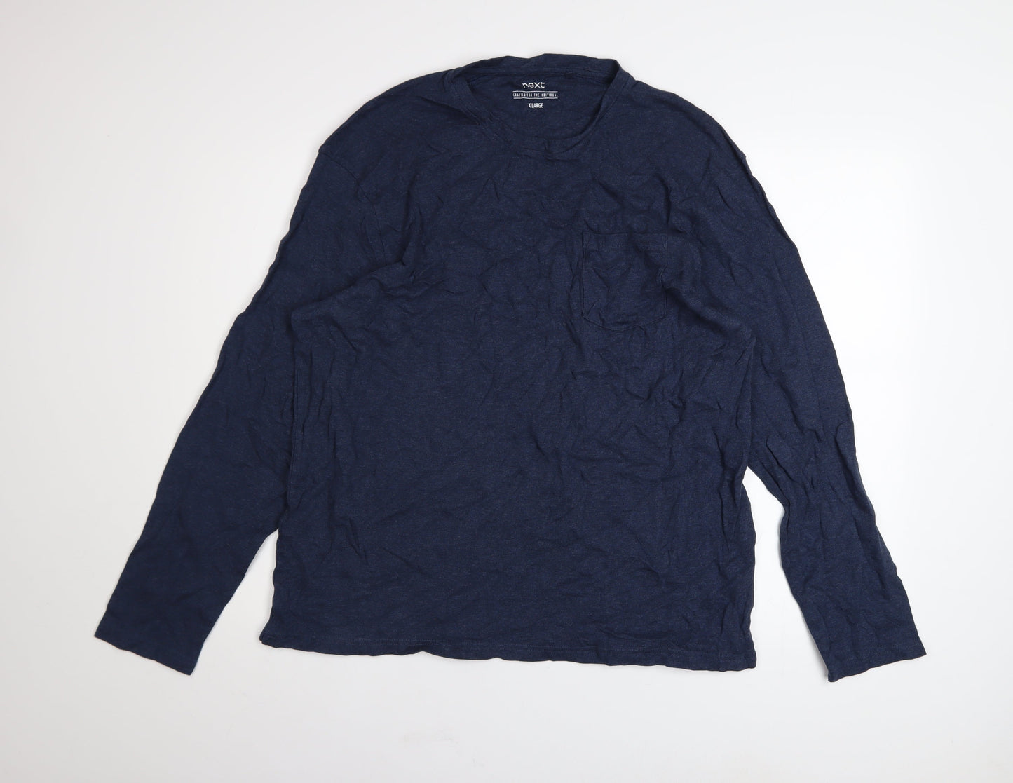 Next Men's Blue Cotton Long Sleeve Crew Neck XL Casual Top