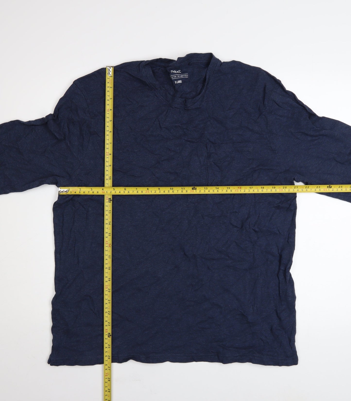 Next Men's Blue Cotton Long Sleeve Crew Neck XL Casual Top
