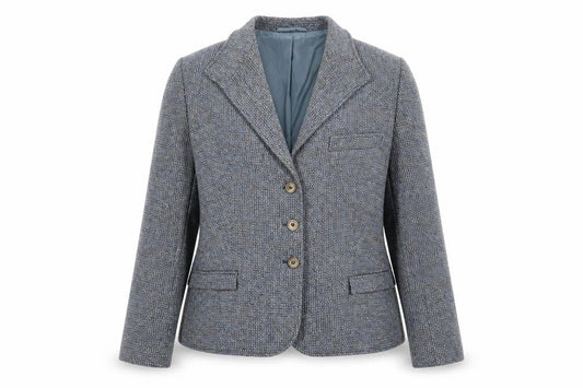 Felicitas Queisser Womens Blue Wool Tweed Single-Breasted Blazer UK 16