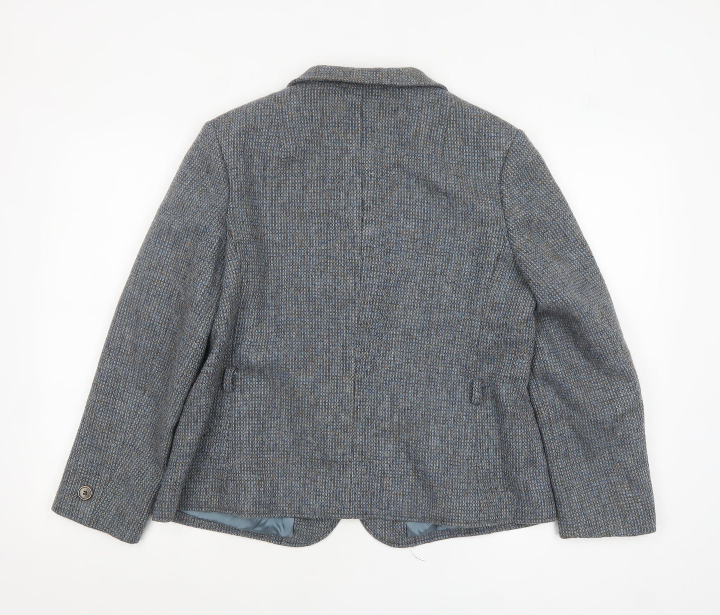 Felicitas Queisser Womens Blue Wool Tweed Single-Breasted Blazer UK 16