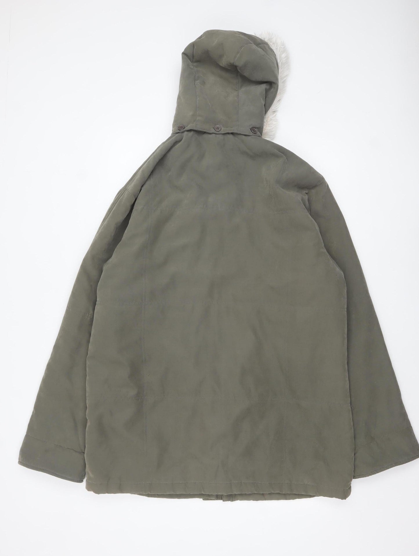 YS Collection Women's Green Hooded Parka Coat Size 18