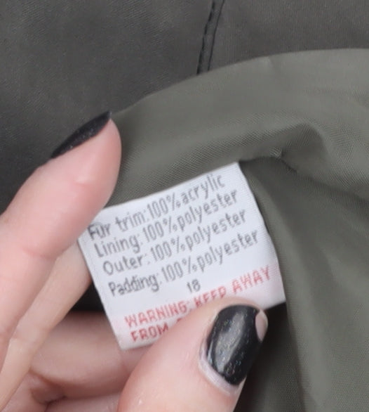 YS Collection Women's Green Hooded Parka Coat Size 18