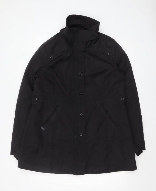 Next Women's Black Parka Coat Size 18 Mid-Length Lined Zip