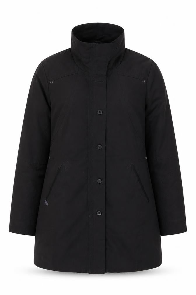 Next Women's Black Parka Coat Size 18 Mid-Length Lined Zip