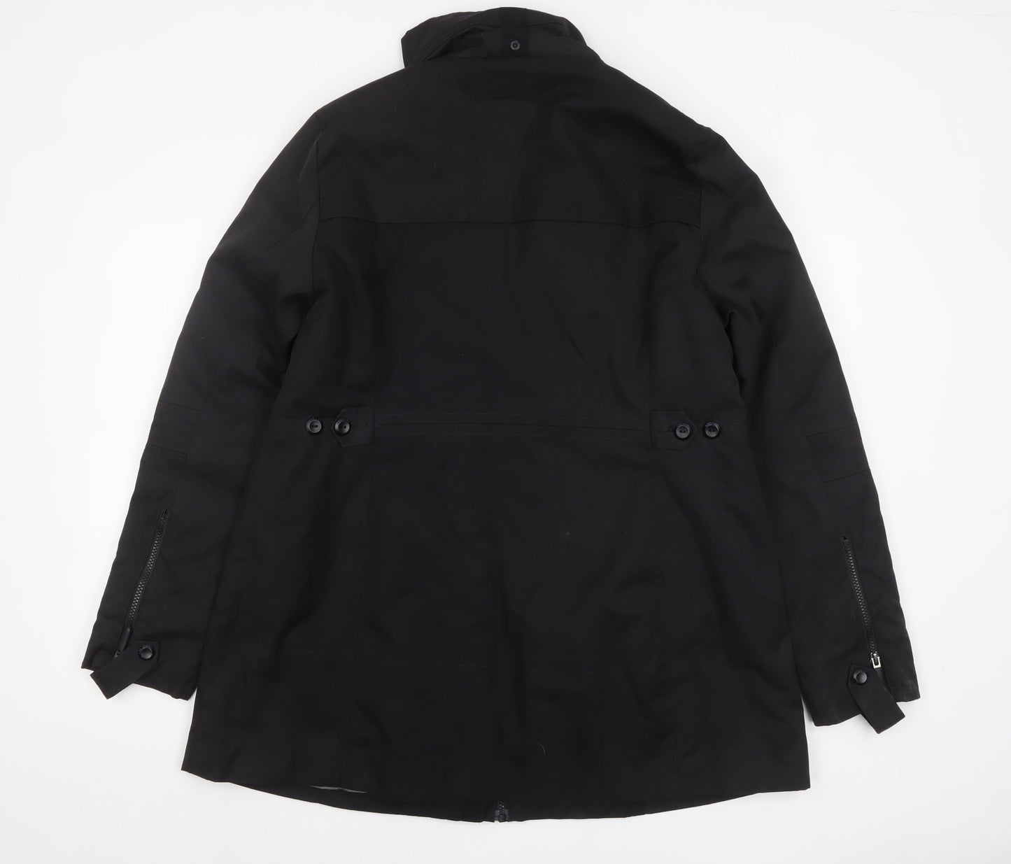 Next Women's Black Parka Coat Size 18 Mid-Length Lined Zip
