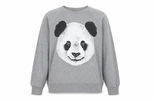Earth Positive Women's Grey Panda Graphic Pullover Sweatshirt L
