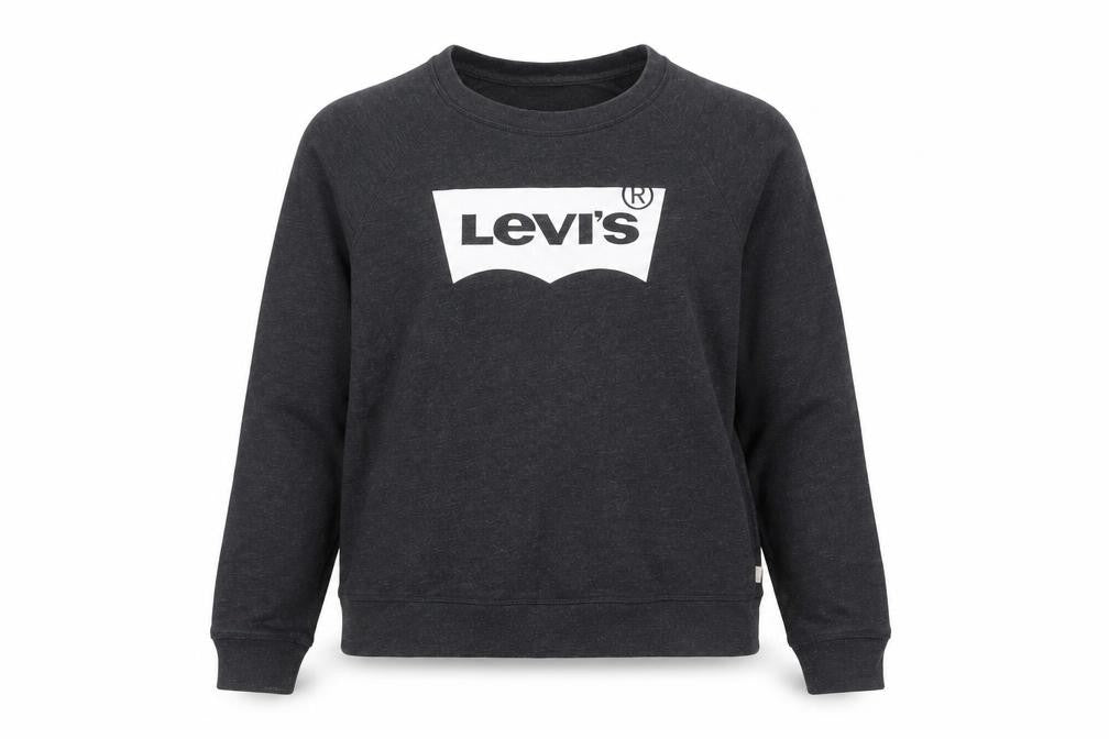 Levi's Women's Black Cotton Blend Logo Crew Neck Sweatshirt L