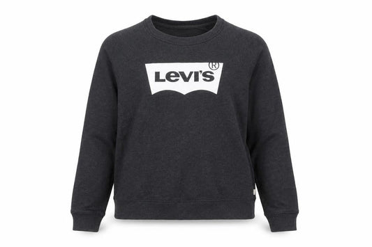 Levi's Women's Black Cotton Blend Logo Crew Neck Sweatshirt L