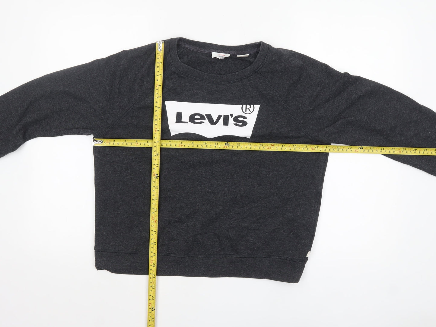 Levi's Women's Black Cotton Blend Logo Crew Neck Sweatshirt L