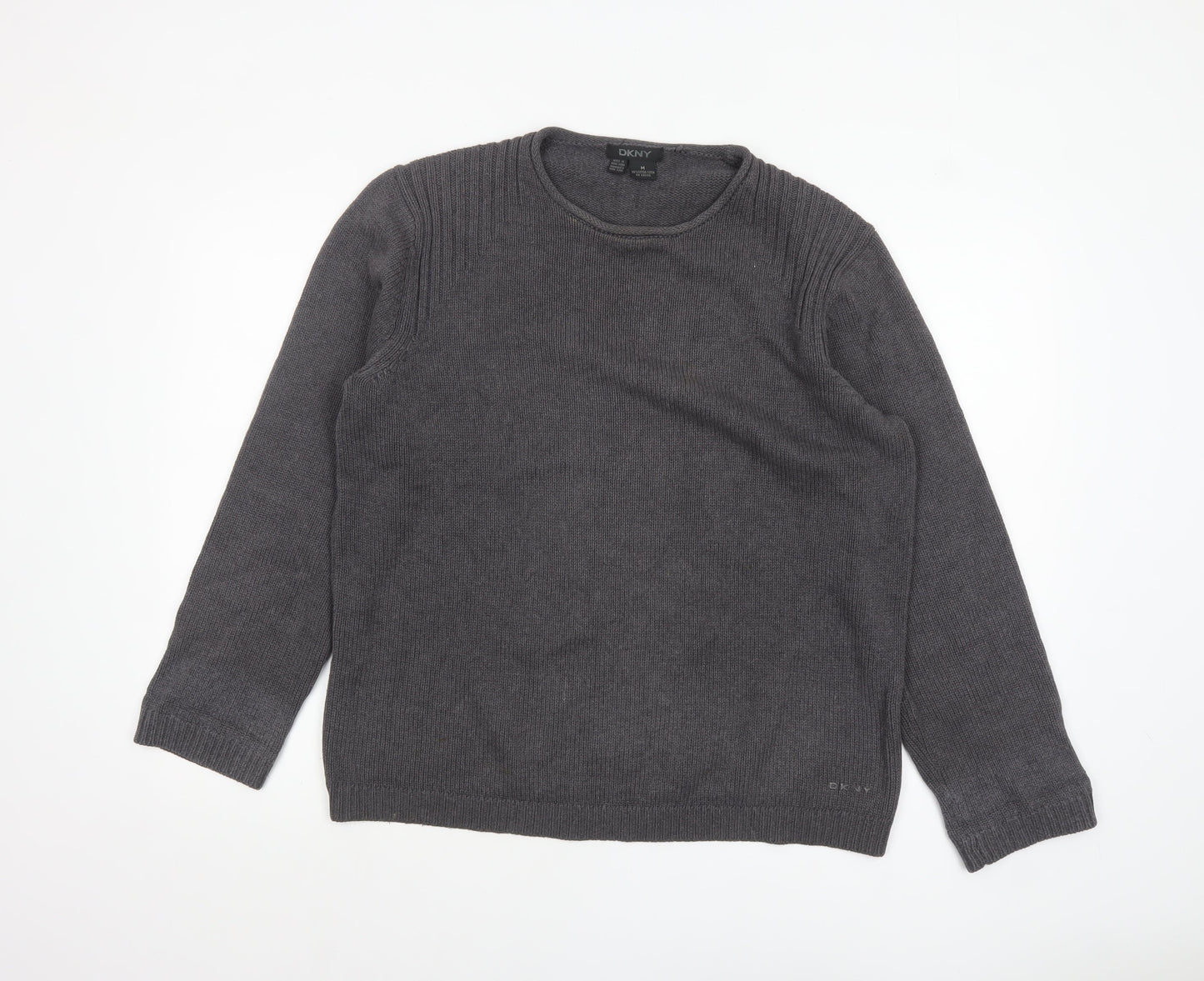 DKNY Men's Grey Cotton Crew Neck Pullover Jumper Size M