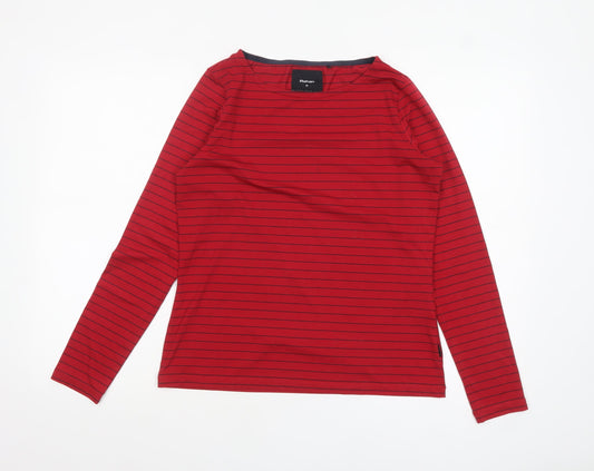 Rohan Womens Red Striped Long Sleeve Basic Boat Neck Top M