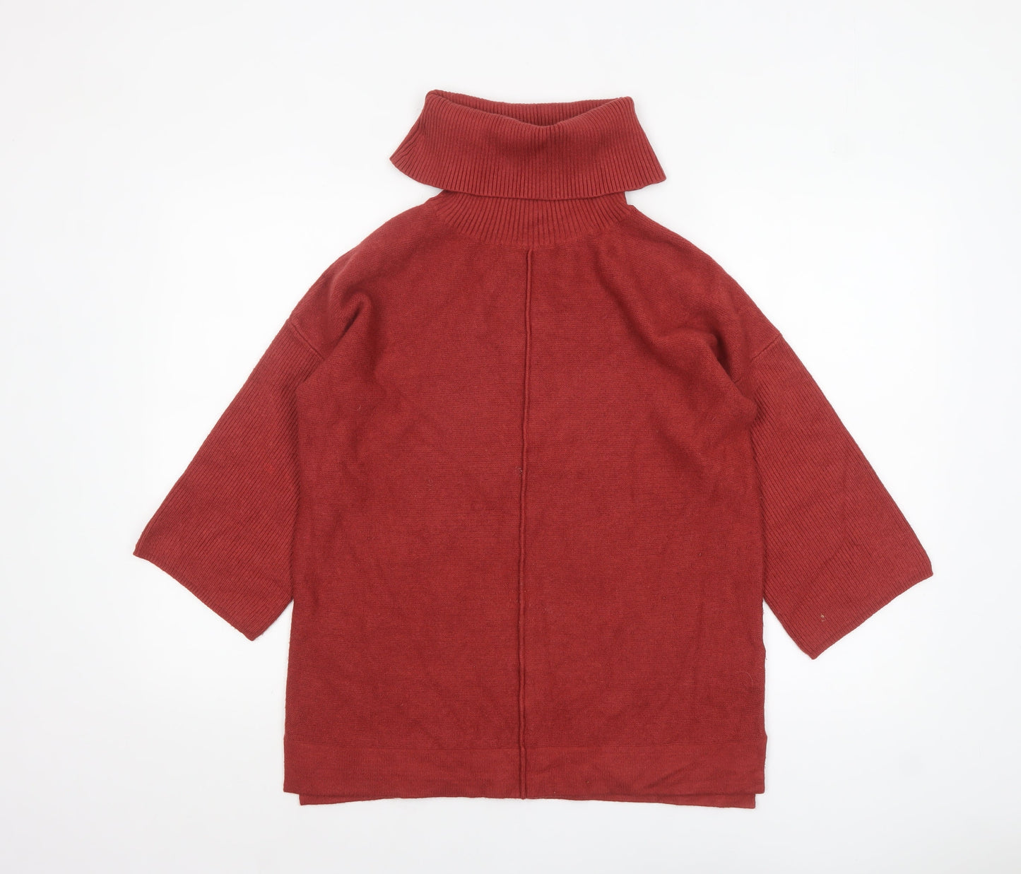 Monsoon Women Red Roll Neck 3/4 Sleeve Pullover Jumper M