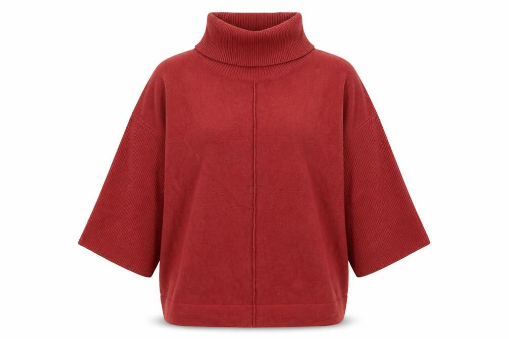 Monsoon Women Red Roll Neck 3/4 Sleeve Pullover Jumper M