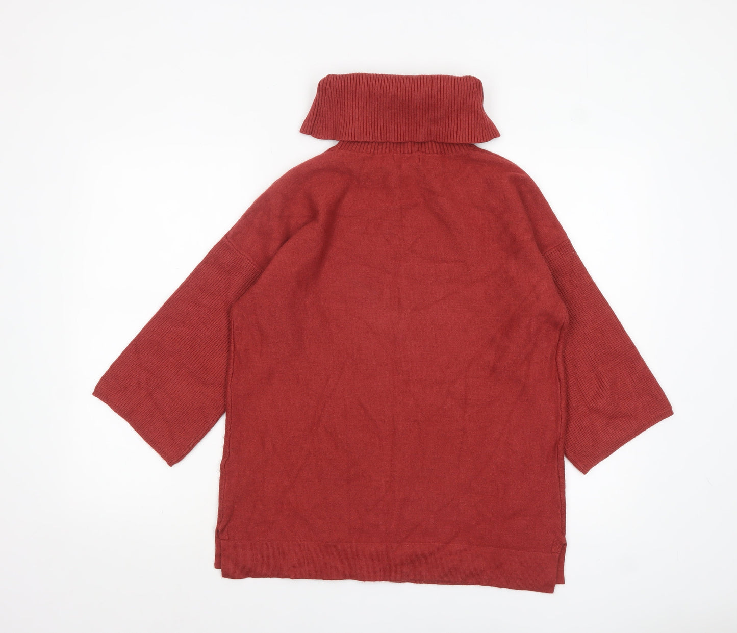 Monsoon Women Red Roll Neck 3/4 Sleeve Pullover Jumper M