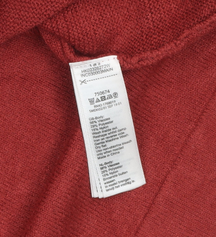 Monsoon Women Red Roll Neck 3/4 Sleeve Pullover Jumper M
