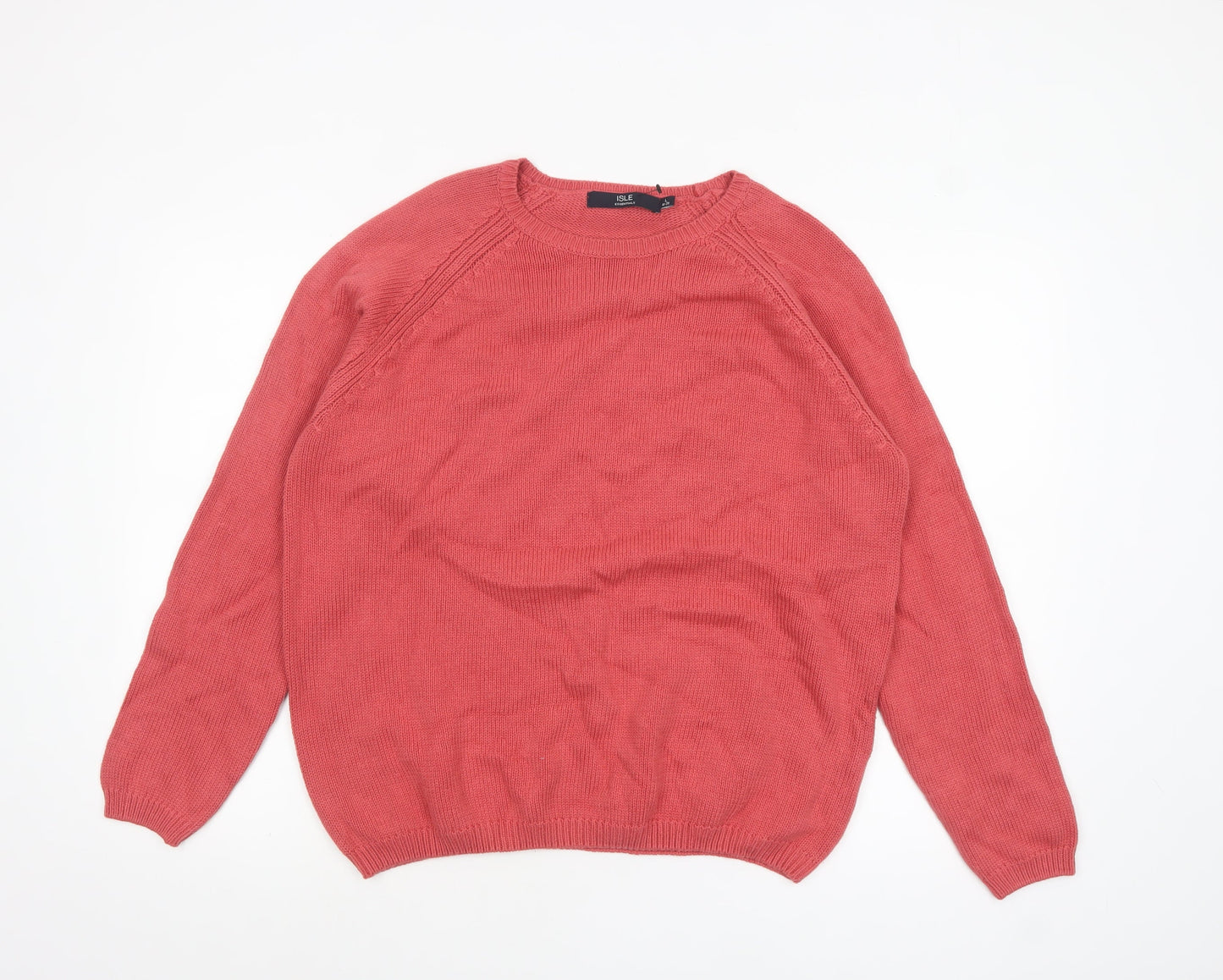 ISLE Womens Pink Cotton Crew Neck Pullover Jumper Size 18-20