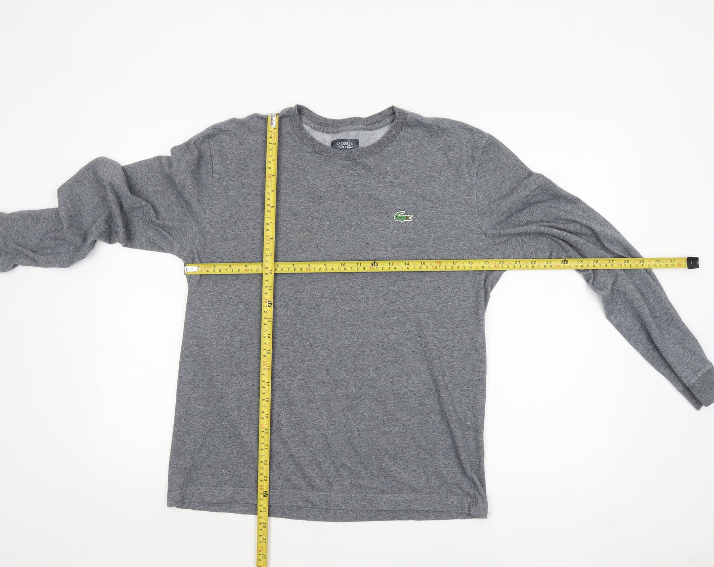 Lacoste Sport Men's Grey Long Sleeve Cotton Top M Regular Fit