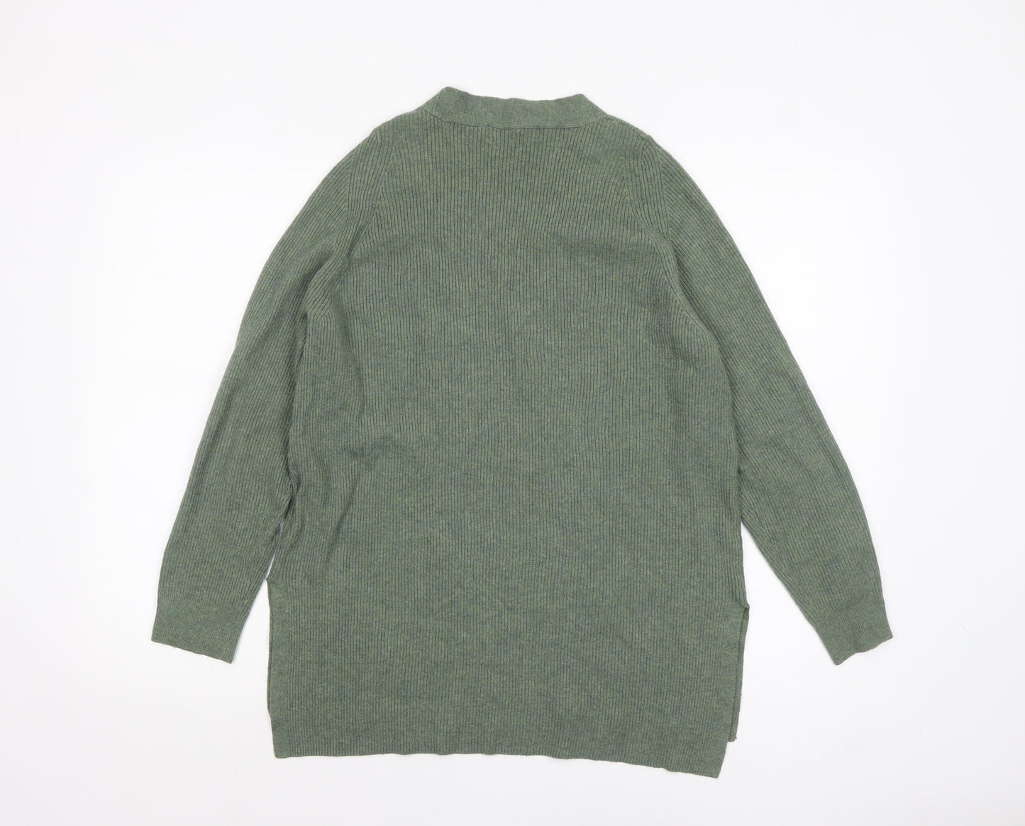 Marks and Spencer Women's Green V-Neck Knit Jumper Size 10