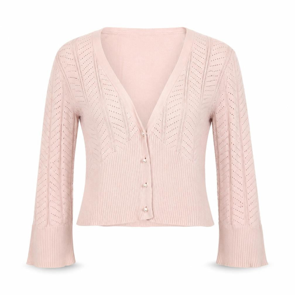 Mexx Women's Pink Cotton V-Neck Button-Up Cardigan Size S