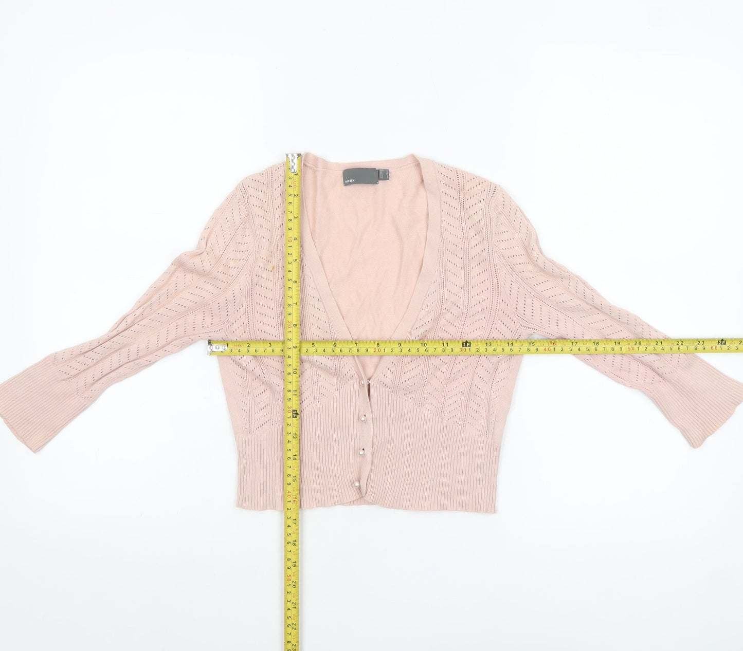 Mexx Women's Pink Cotton V-Neck Button-Up Cardigan Size S