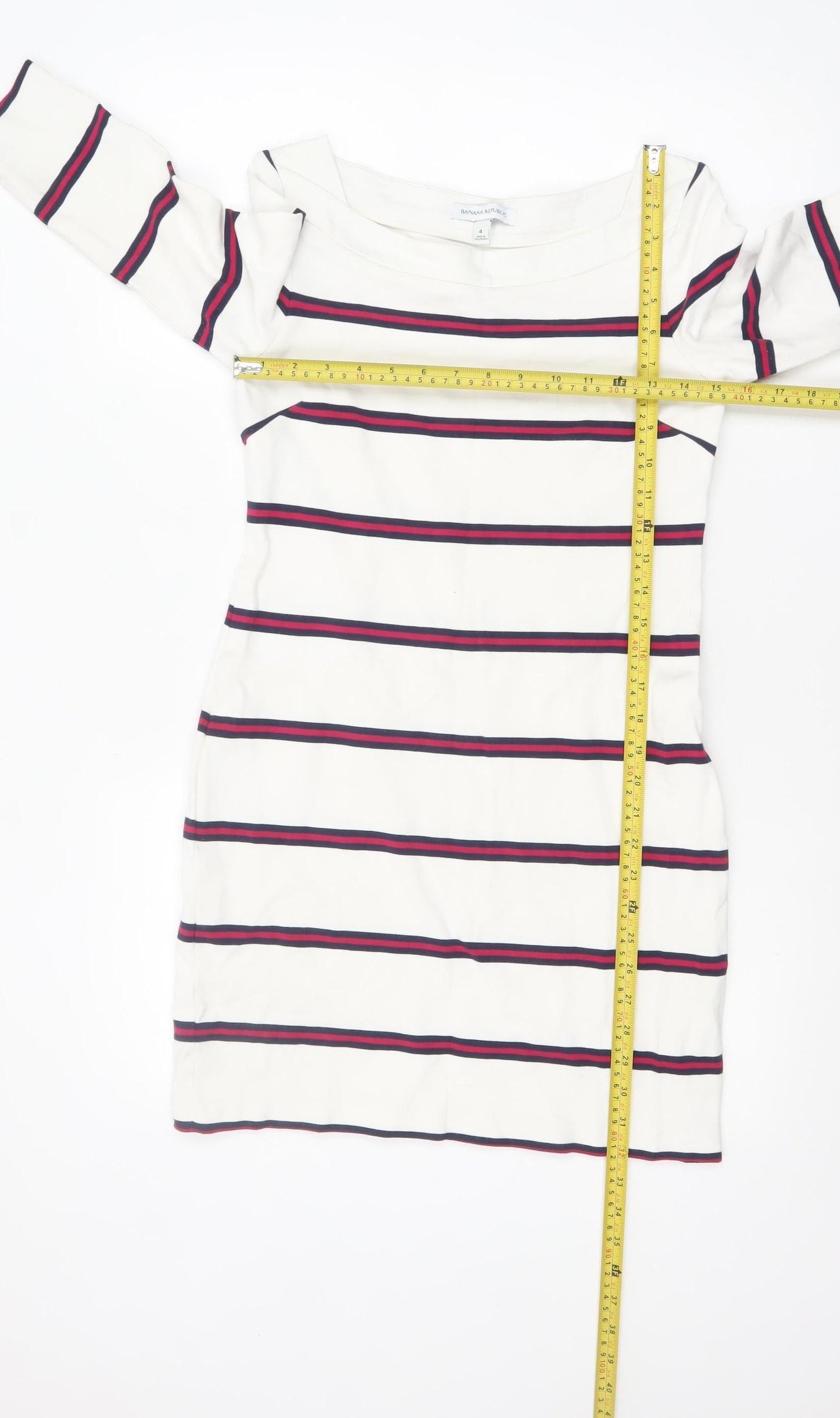 Banana Republic Women’s White Striped Shift Dress Size 8