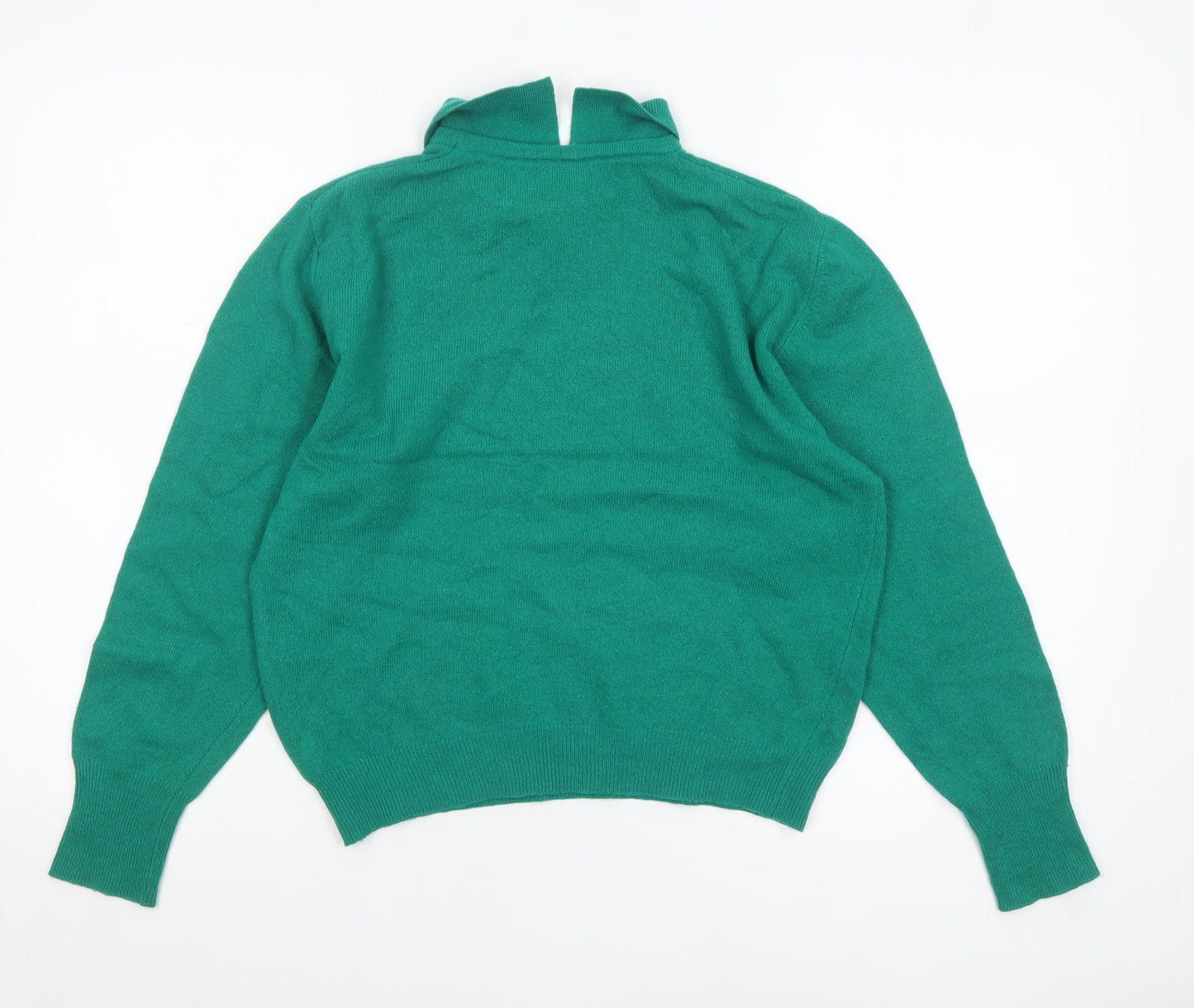Confezioni di Lusso Women's Green Collared Wool Blend Jumper Size 12