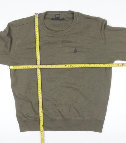 Close-up detail of French Connection Men's Green L Pullover Sweatshirt Crew Neck
