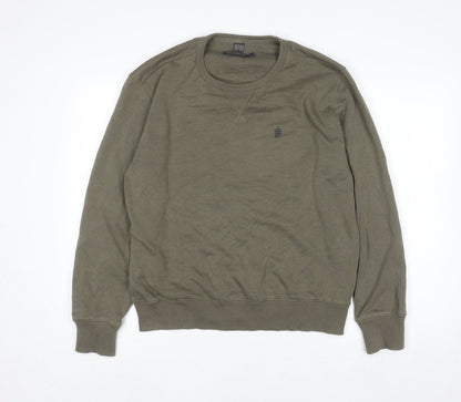 Brand and care label for French Connection Men's Green L Pullover Sweatshirt Crew Neck