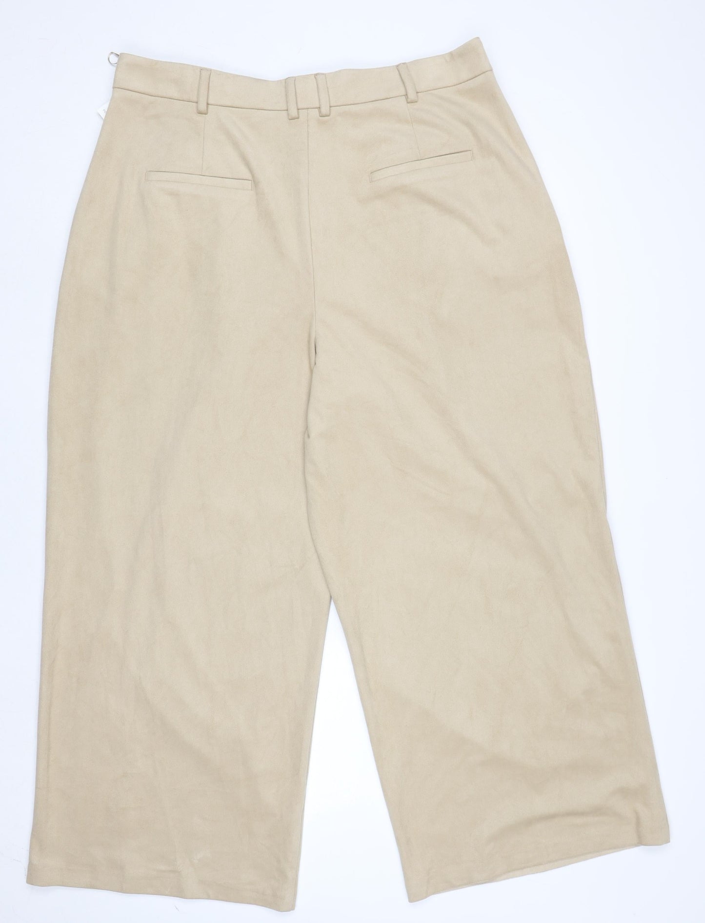 Marks and Spencer Women’s Beige Wide-Leg Pleated Trousers Size 18R