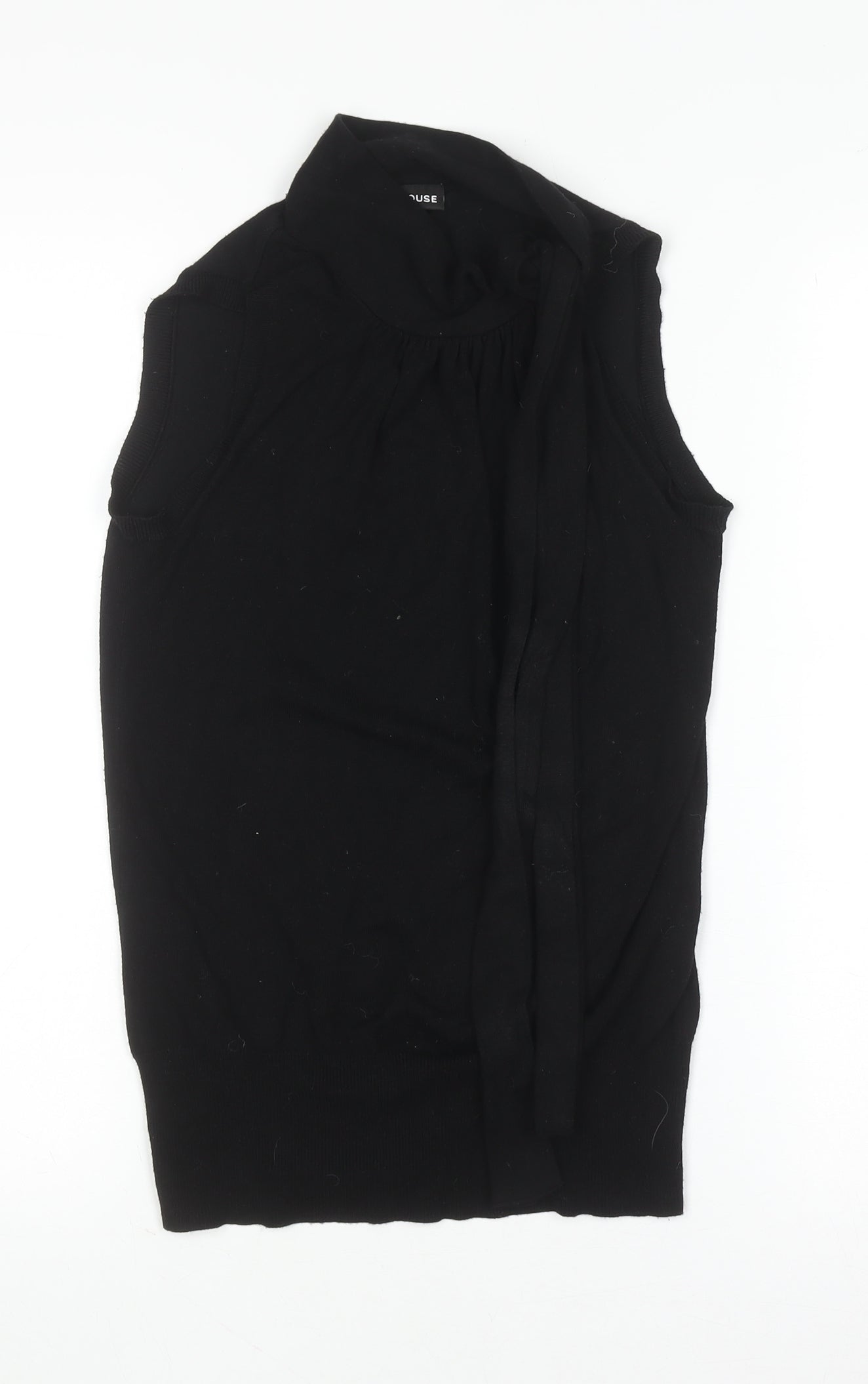 Warehouse Women's Black High Neck Sleeveless Knit Blouse Size 8