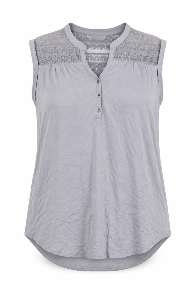 Marks & Spencer Women’s Grey Lace Panel Sleeveless Henley Blouse UK 14