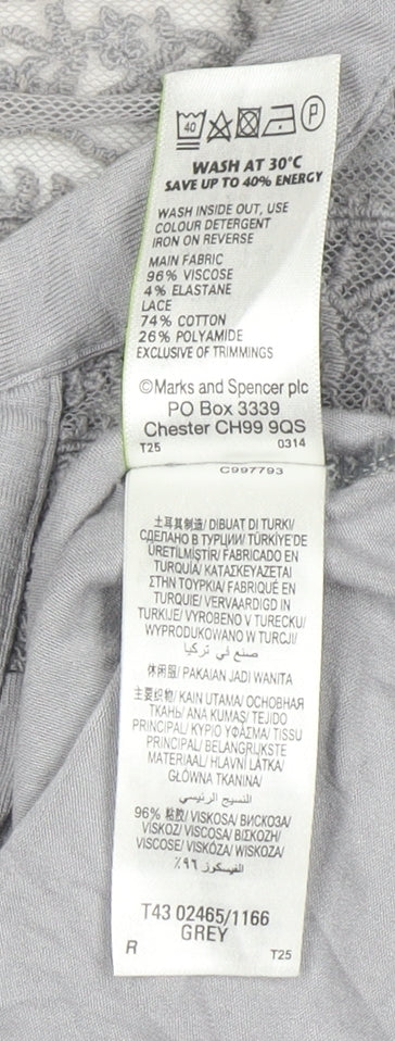 Marks and Spencer Women’s Grey Lace Panel Sleeveless Henley Blouse UK 14