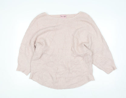 Phase Eight Women Beige L Knit Boat Neck Pullover Jumper