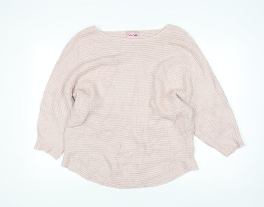 Phase Eight Women Beige L Knit Boat Neck Pullover Jumper