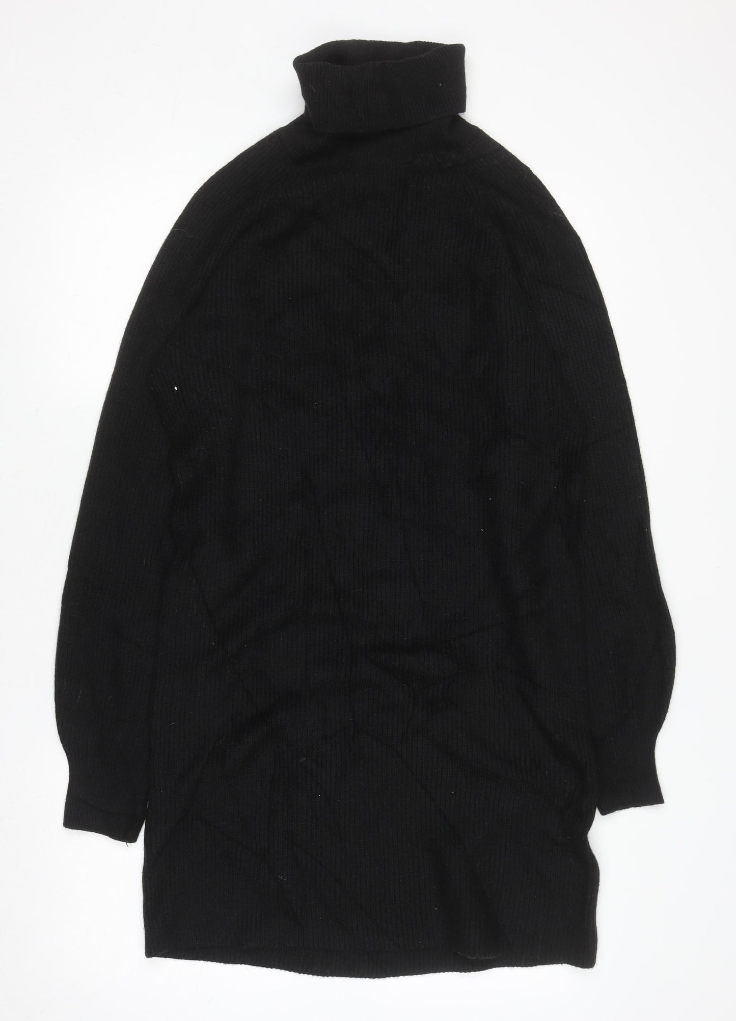 MNG Women’s Black Knit Roll Neck Long Sleeve T-Shirt Dress Size M