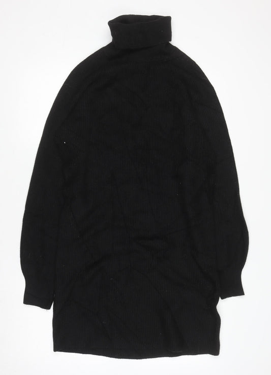 MNG Women’s Black Knit Roll Neck Long Sleeve T-Shirt Dress Size M