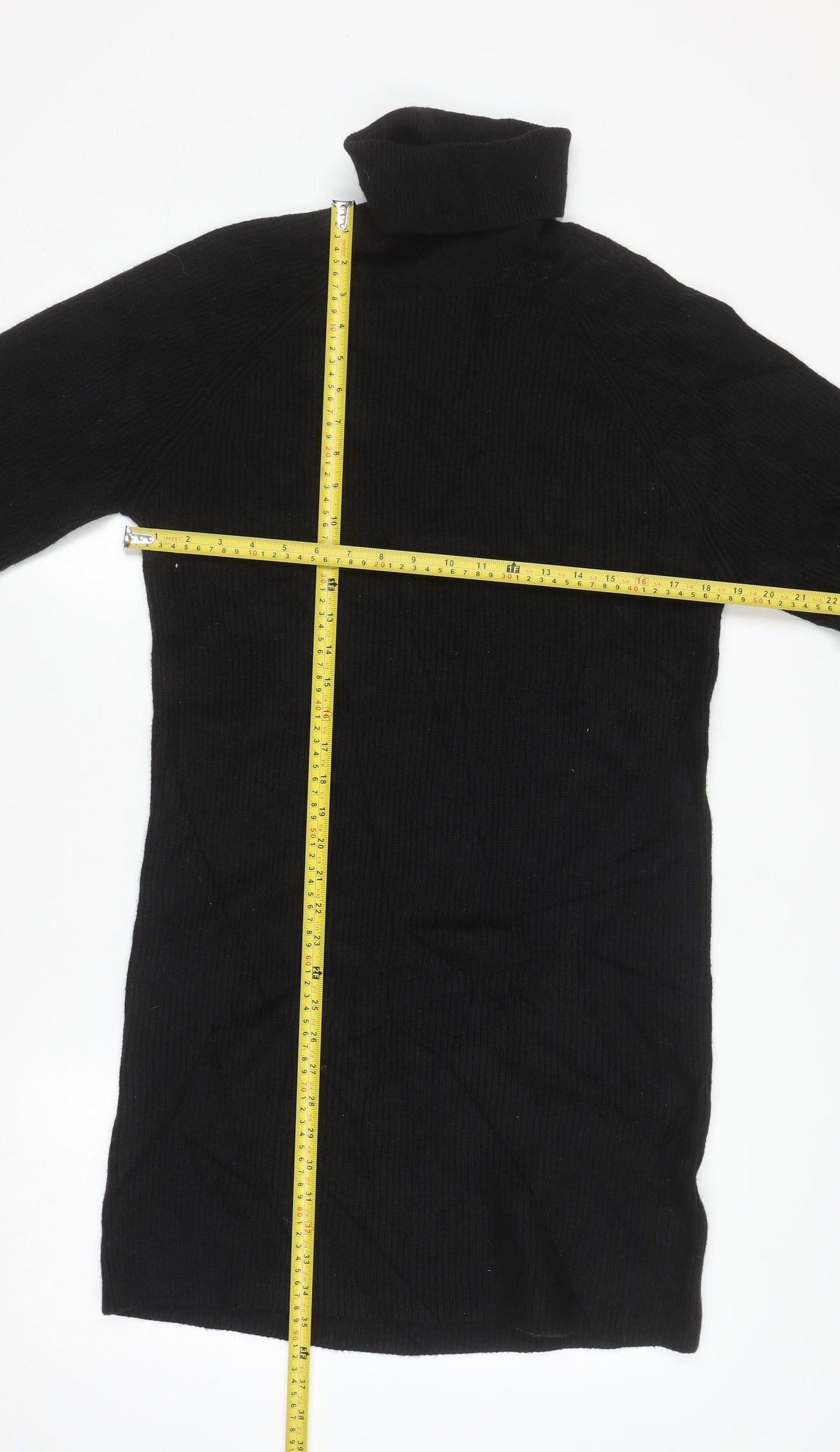 MNG Women’s Black Knit Roll Neck Long Sleeve T-Shirt Dress Size M