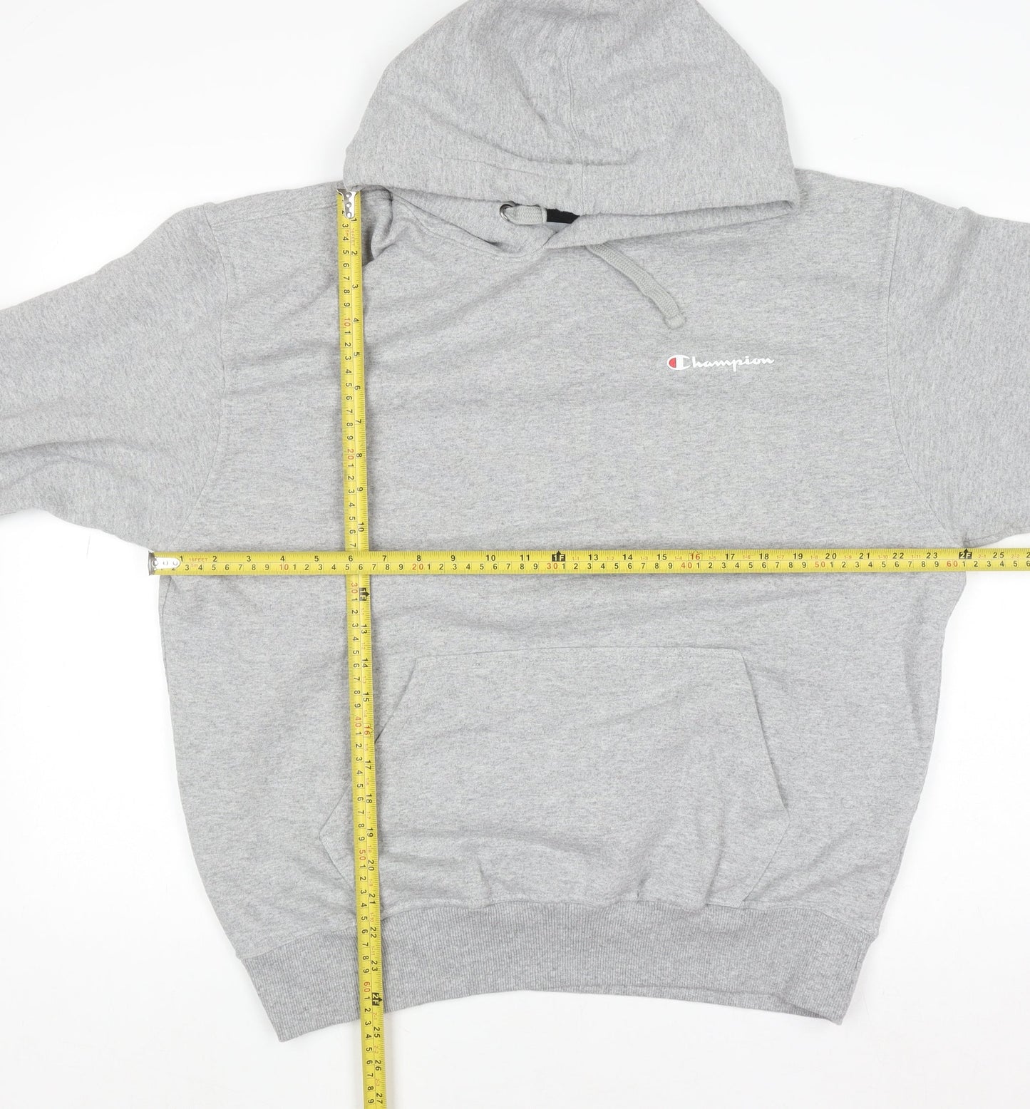 Champion Men's Grey Pullover Hoodie L Regular Fit Fleece