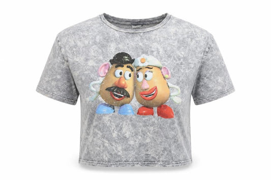 Disney Womens Grey Mr & Mrs Potato Head Cropped T-Shirt M