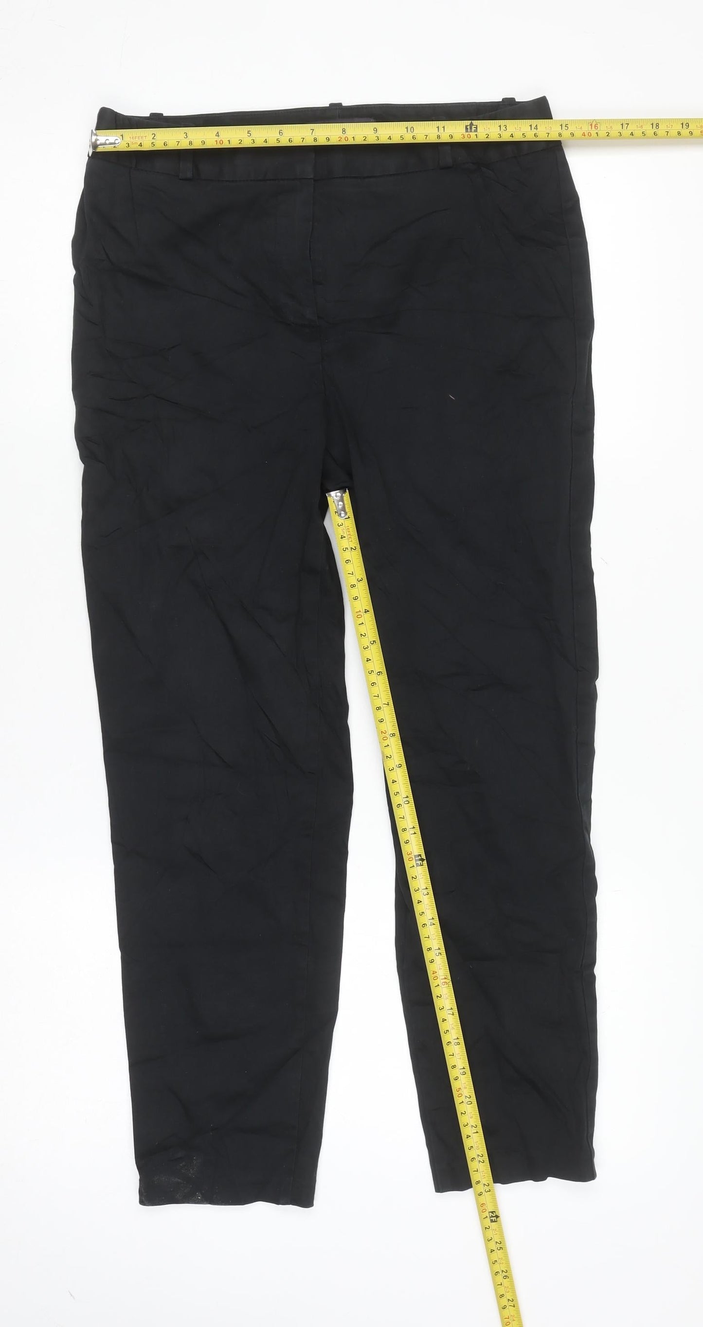 Marks and Spencer Women's Black Cotton Stretch Trousers Size 10