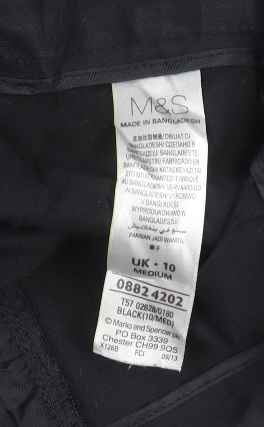 Marks and Spencer Women's Black Cotton Stretch Trousers Size 10