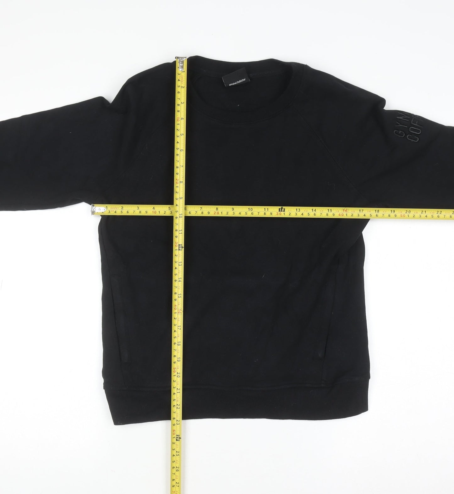 Gym+Coffee Women's Black Small Pullover Sweatshirt Cotton Blend