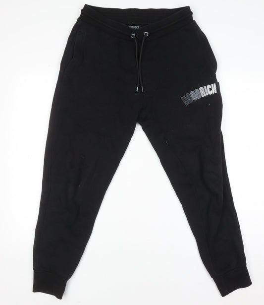 Hoodrich Men's Black Jogger Sweatpants S Regular Fit Fleece Drawstring