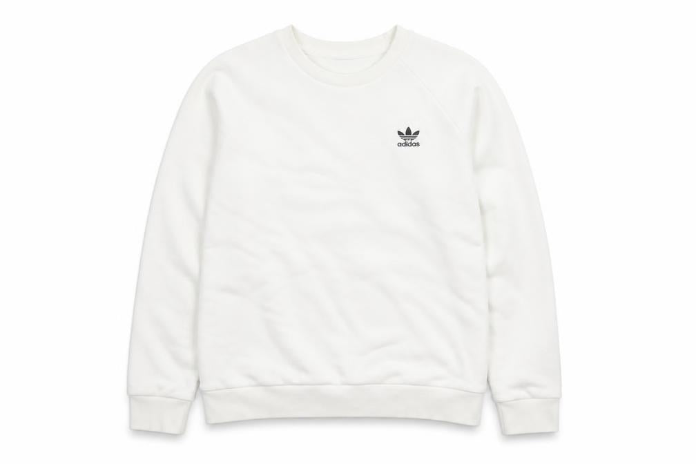 adidas Men’s White Crew Neck Pullover Sweatshirt Size S Regular Fit