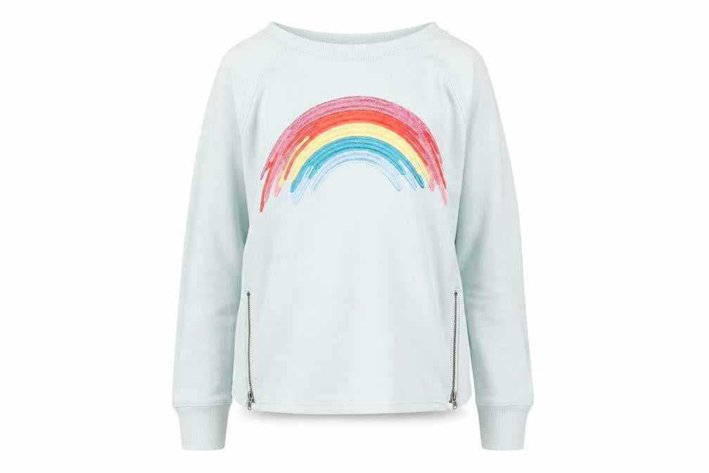 Gap Kids Girls Blue Rainbow Sweatshirt XL 12-13 Years Cotton Blend Zip Detail