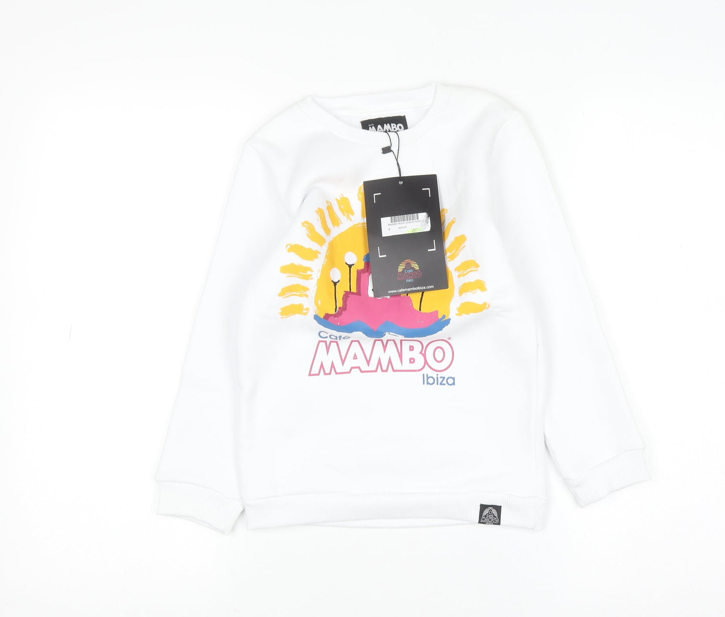 Cafe Mambo Ibiza Girls White Graphic Pullover Sweatshirt 8 Years