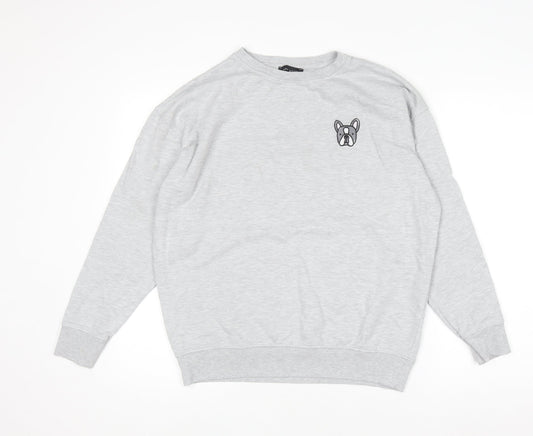 New Look Women's Grey Cotton Blend Pullover Sweatshirt S